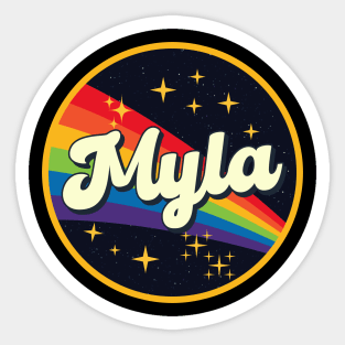 Myla // Rainbow In Space Vintage Style Sticker